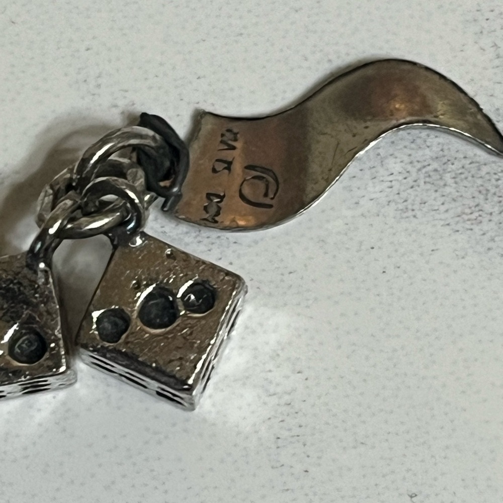 Sterling Silver Dice Ponderosa Ranch Banner Charm - Picture 4 of 8